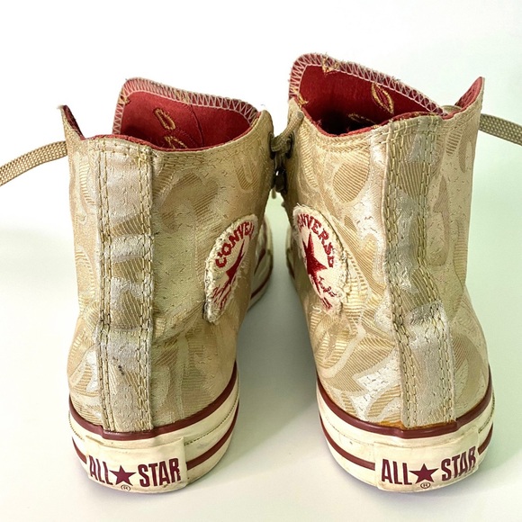 Converse Gold Brocade High Tops Rare - Picture 5 of 6